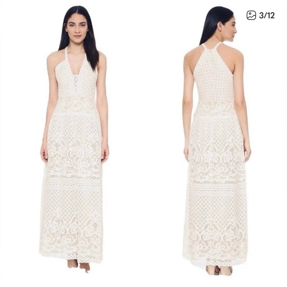 BCBGMaxAzria Christel Gown White Lace Floor Length Maxo Dress Wedding sz 6, $498 - Picture 2 of 8